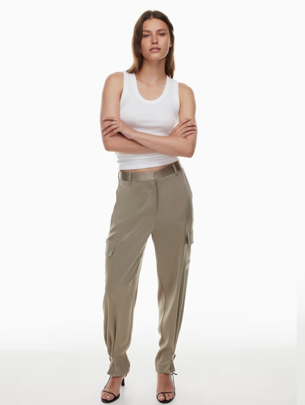 Babaton Refined Satin Cargo Pant Jogger in Modern Taupe - Size 8 - NWT